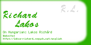 richard lakos business card